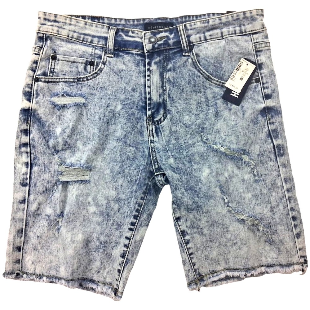 Aeropostale Men's 32 Cut Off Distressed Jean Shorts Denim Stretch NWT